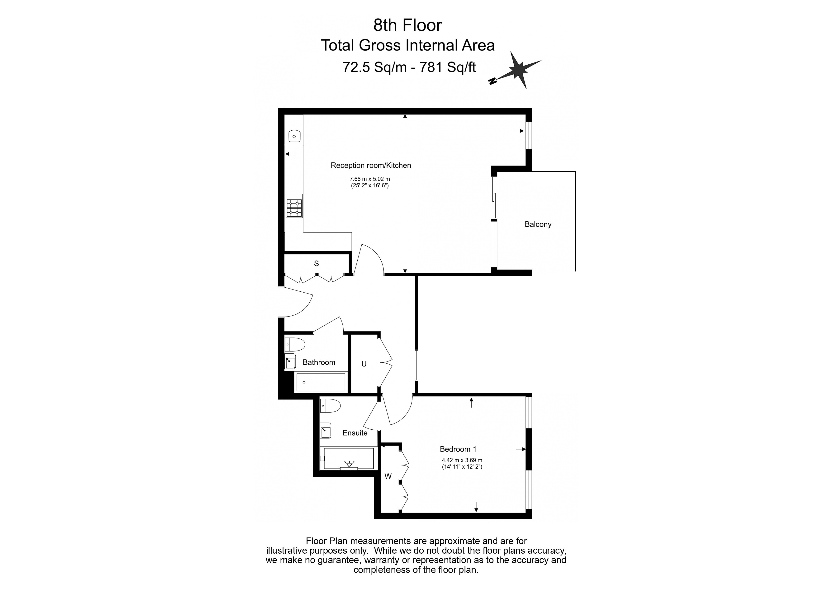 1 bedroom flat to rent in Westbourne Apartments, Central Avenue, SW6-Floorplan