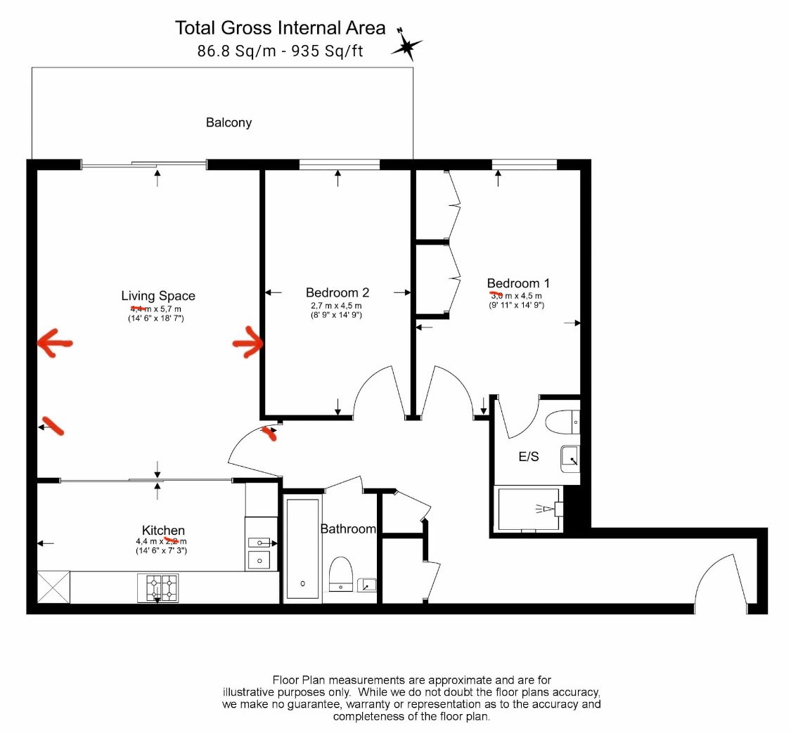 2 bedrooms flat to rent in Aspect Court, Imperial Wharf, SW6-Floorplan