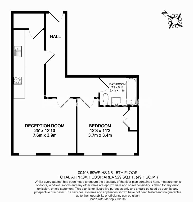 1 bedroom flat to rent in Highbury Stadium Square, Highbury, N5-Floorplan