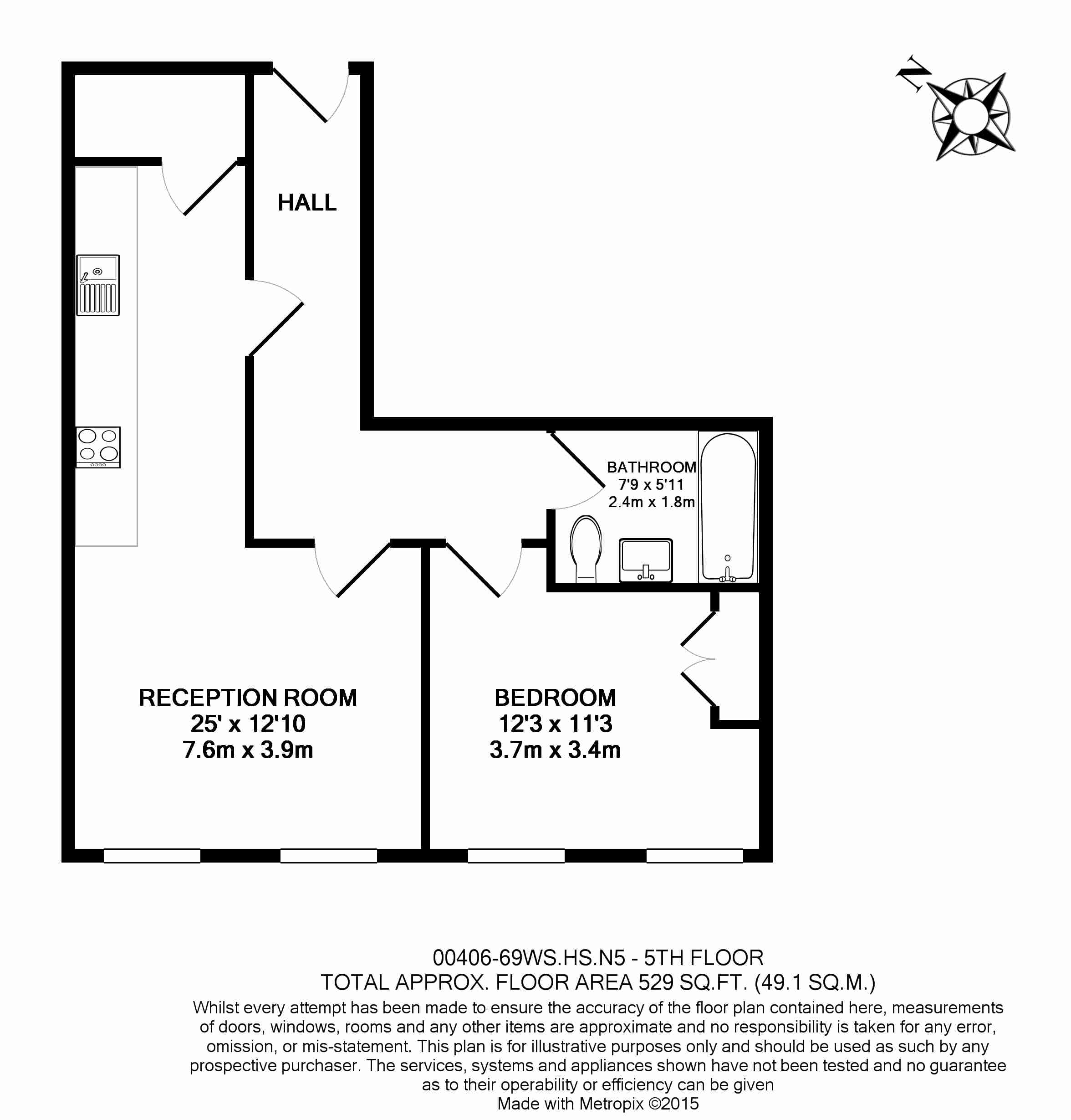 1 bedroom flat to rent in Highbury Stadium Square, Highbury, N5-Floorplan