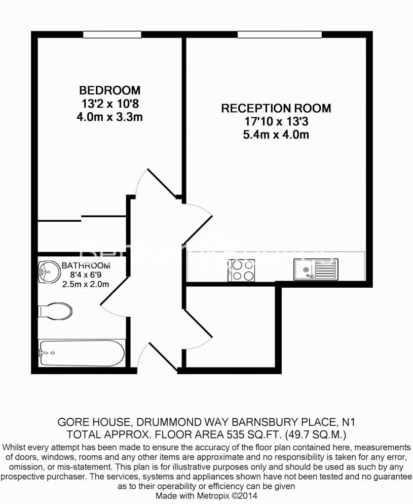 1 bedroom flat to rent in Drummond Way, Islington, N1-Floorplan