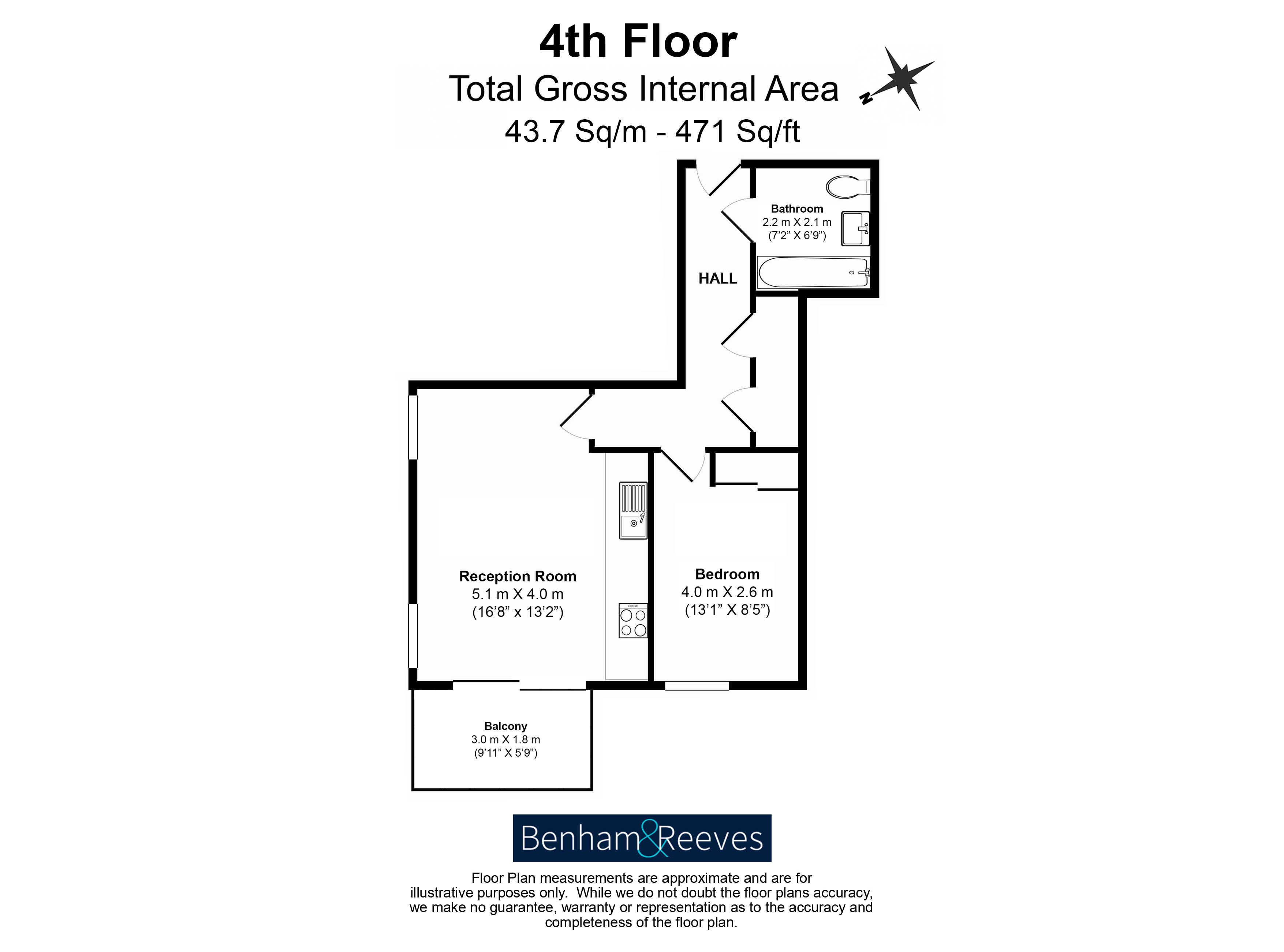 1 bedroom flat to rent in Woodberry Grove, Finsbury Park, N4-Floorplan