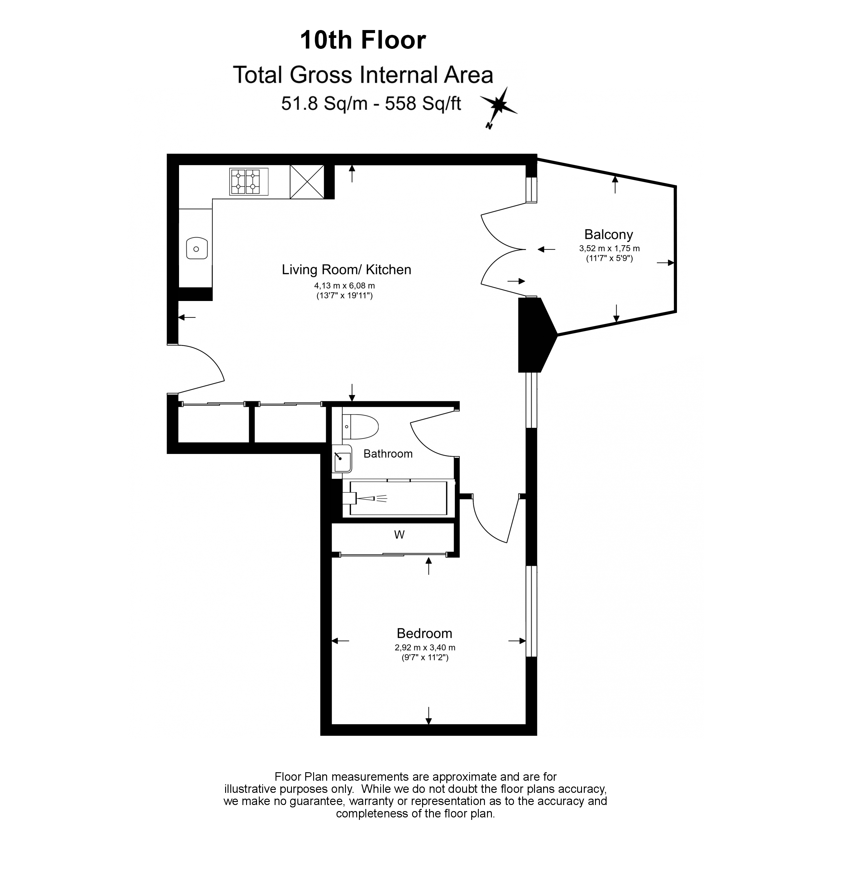 1 bedroom flat to rent in Ashley Road, Tottenham Hale, N17-Floorplan