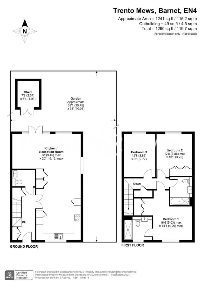 3 bedrooms house to rent in Trent Park, Enfield, EN4-Floorplan