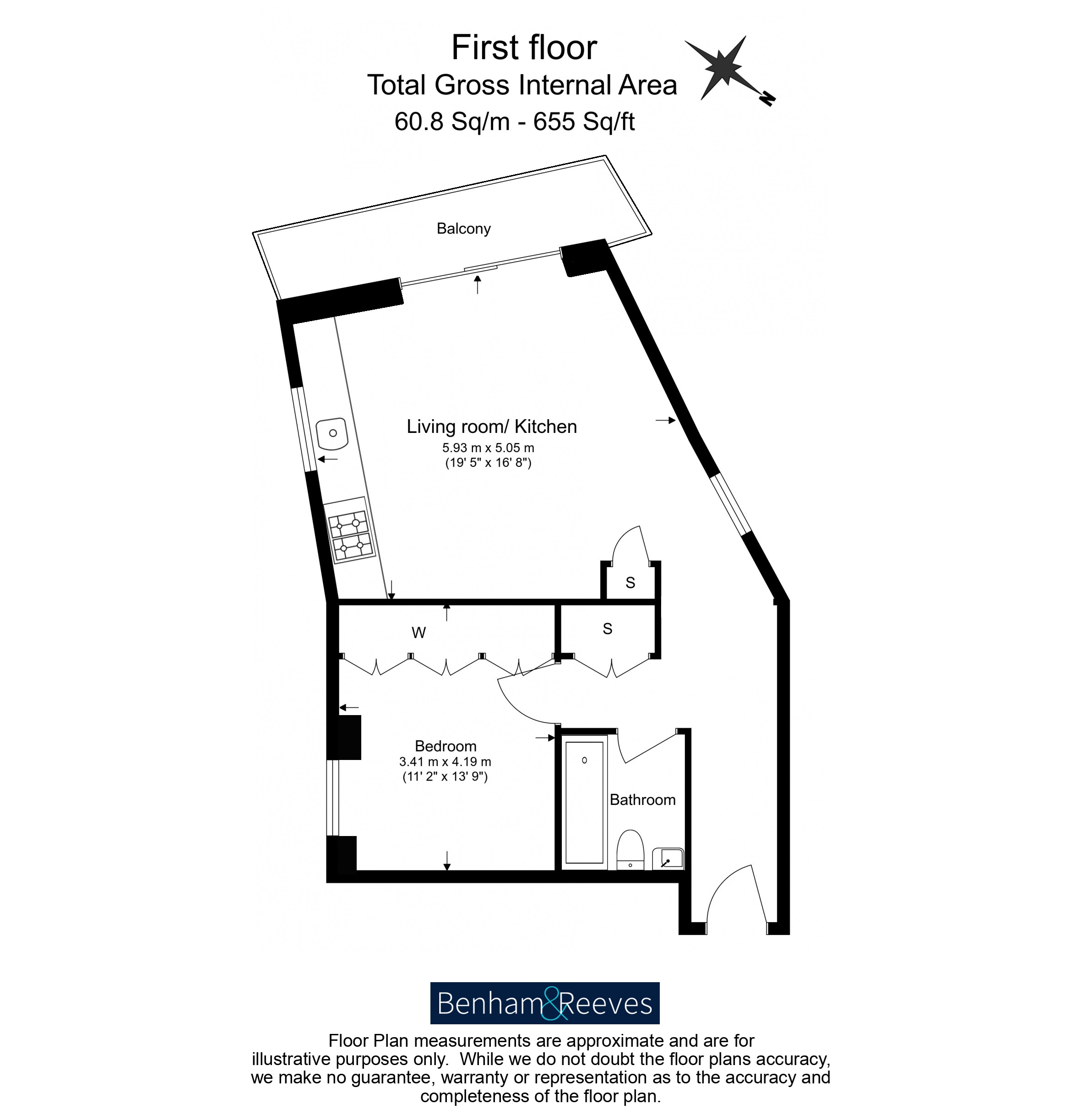 1 bedroom flat to rent in Coster Avenue, Highgate, N4-Floorplan