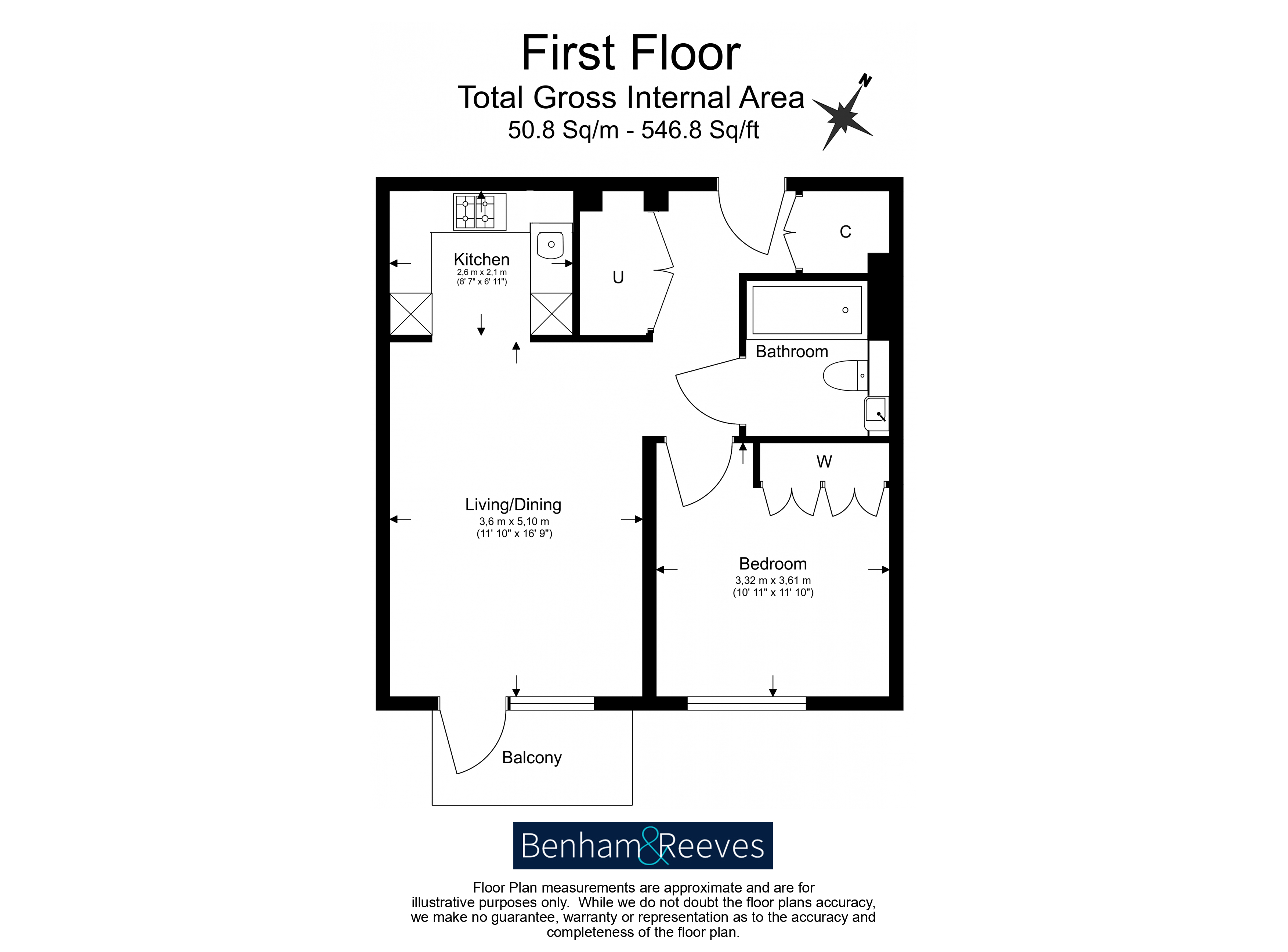 1 bedroom flat to rent in Court Damsel, Woodberry Park, N4-Floorplan