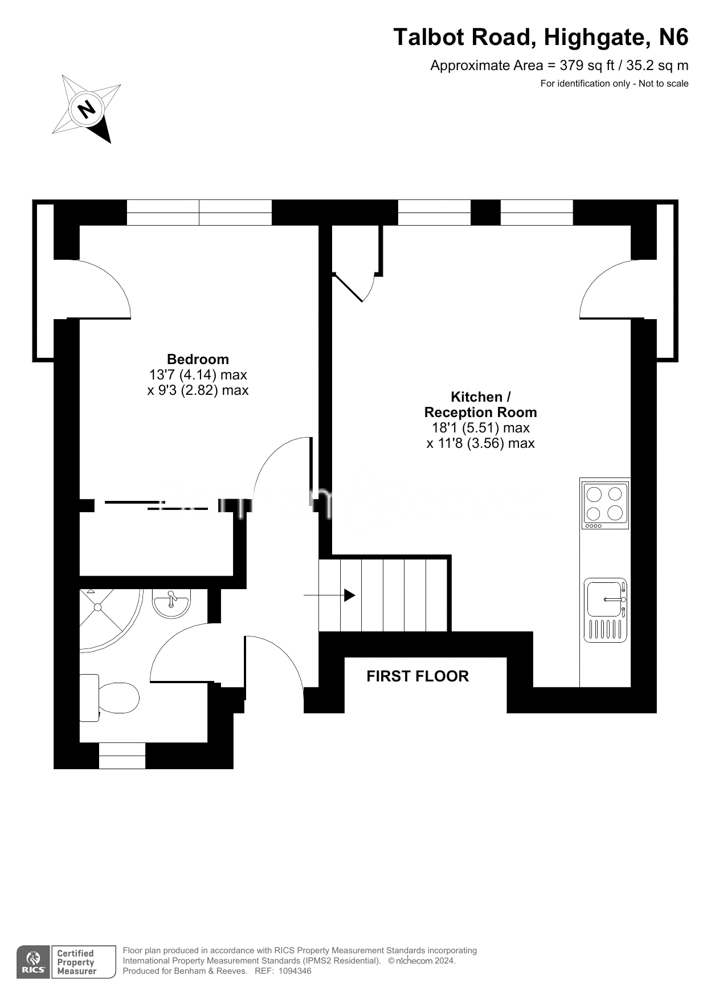 1 bedroom flat to rent in Talbot Road, Highgate, N6-Floorplan