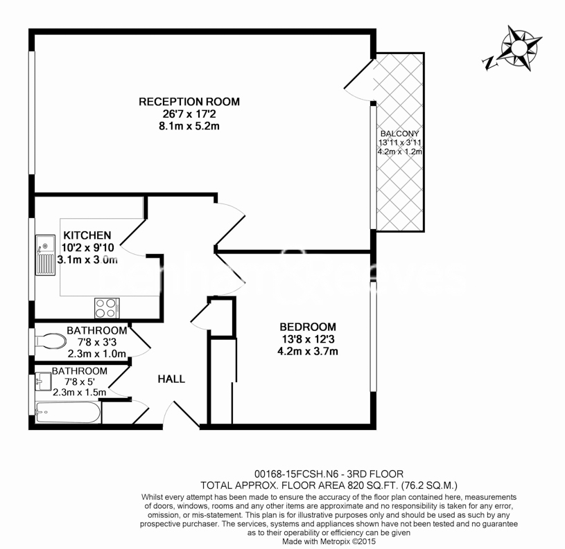 1 bedroom flat to rent in Shepherds Hill, Highgate, N6-Floorplan