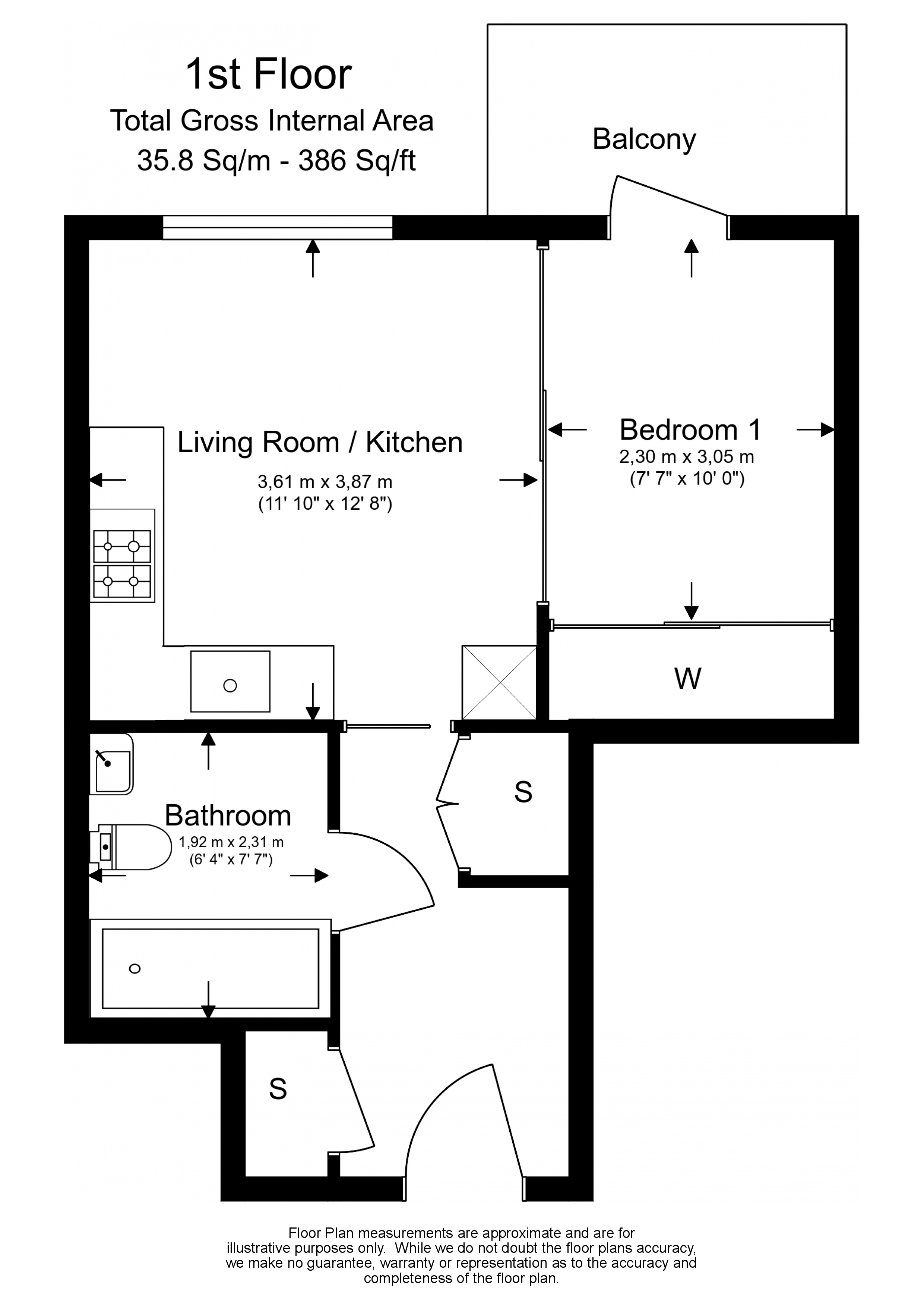 Studio flat to rent in Thunderer Walk, Woolwich, SE18-Floorplan