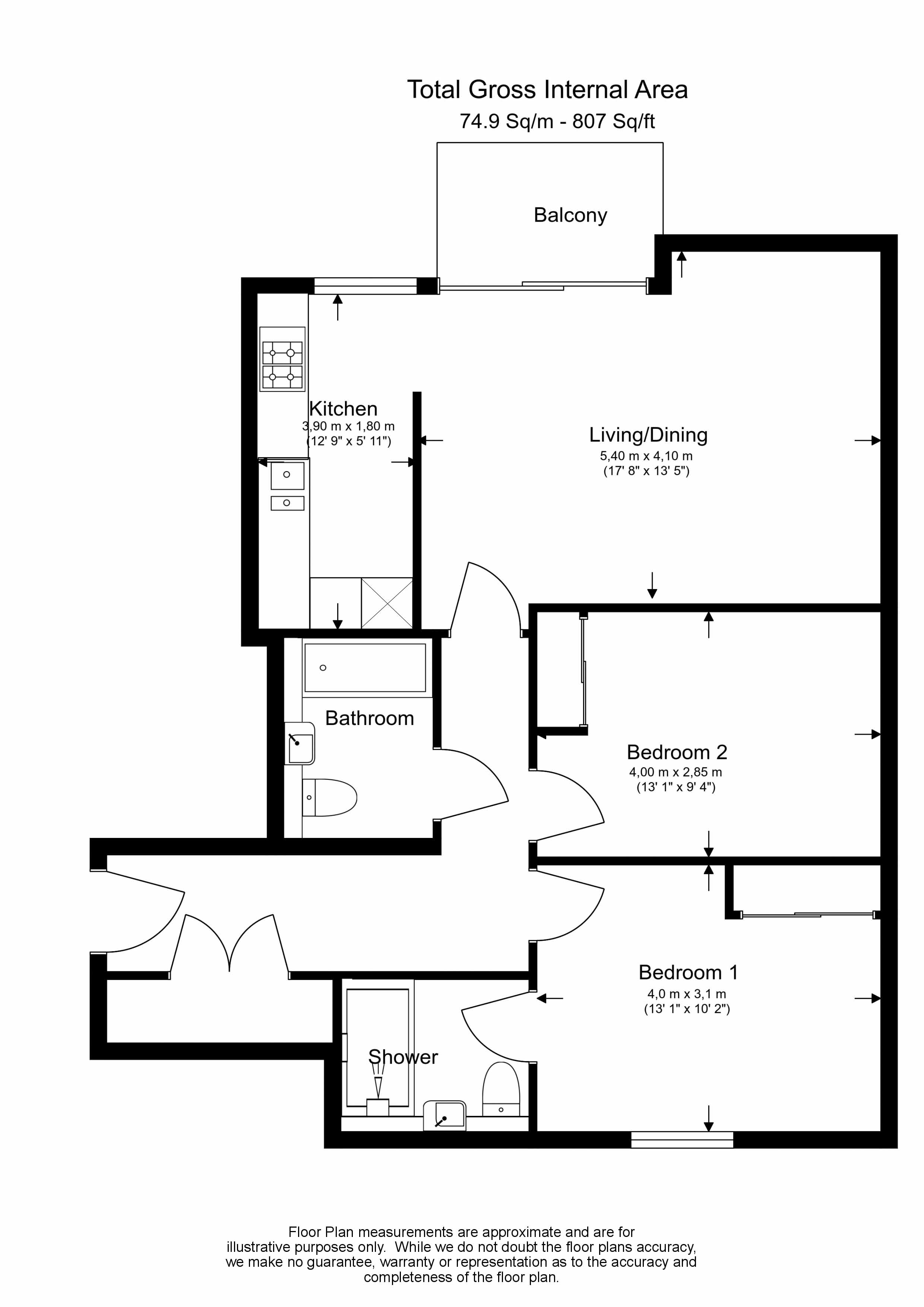 2  bedrooms flat to rent in Erebus Drive, Woolwich, SE28-Floorplan