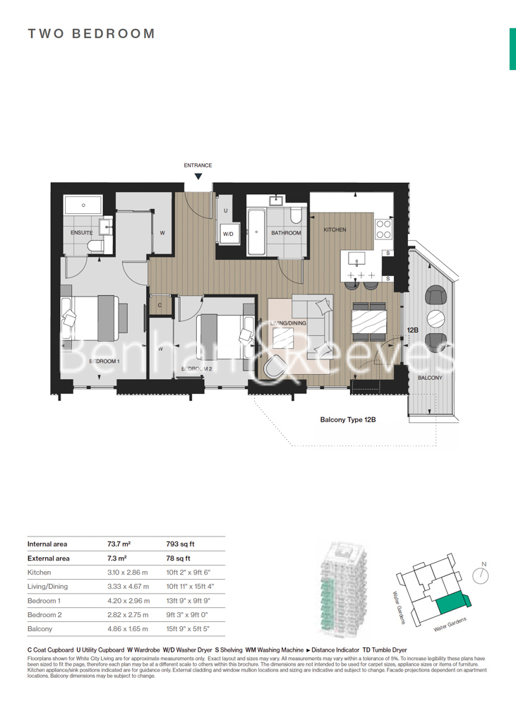 2 bedrooms flat to rent in White City Living, Cascade Apartments, Cascade Way, White City W12-Floorplan