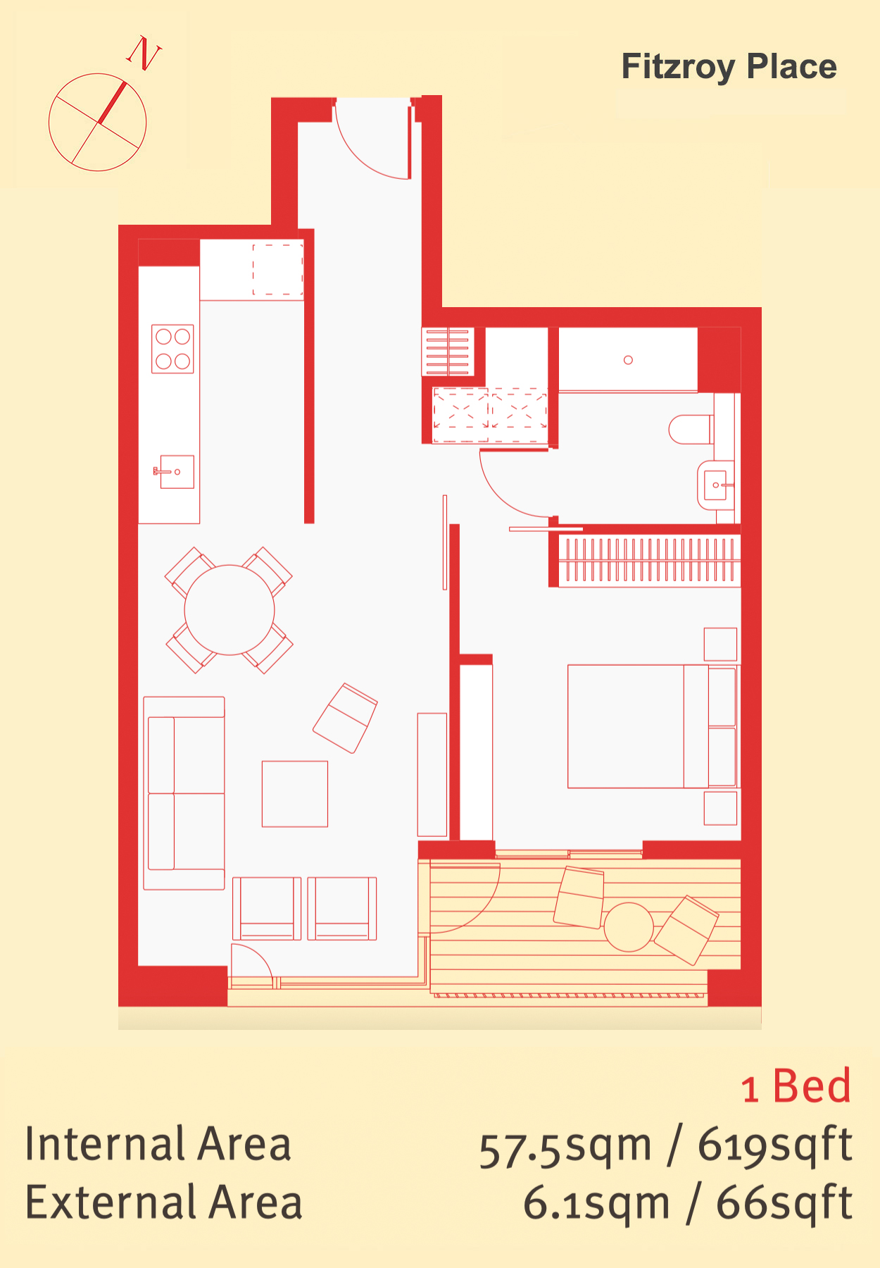 1 bedroom flat to rent in Fitzrovia, Oxford Circus, W1T-Floorplan